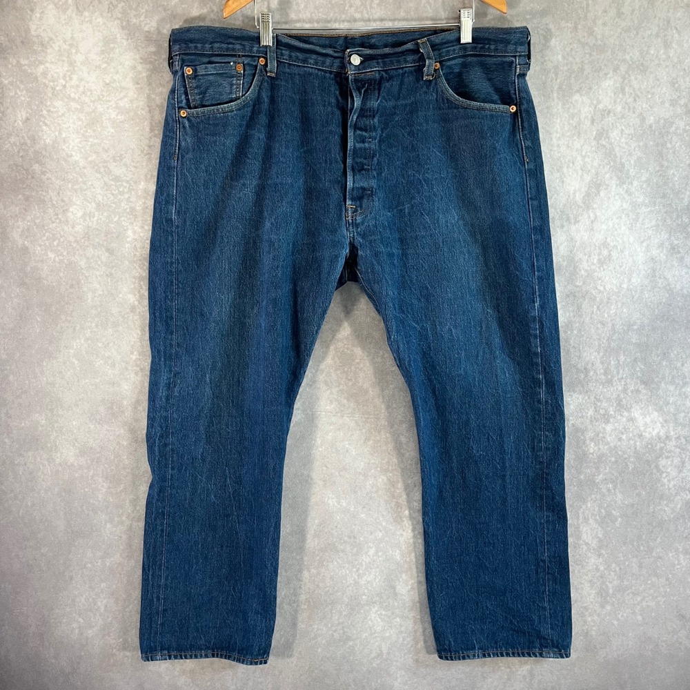 Levi's 501 Original Fit Jeans‎ Mens 44x30 Dark Wash Blue Straight Button Fly
